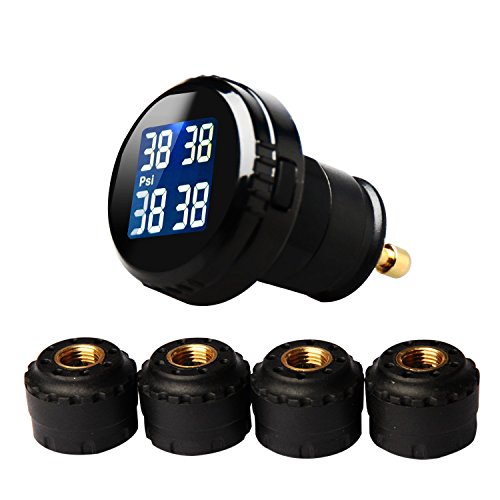 VESAFE Wireless Tire Pressure Monitoring System (TPMS) for Small Size 4-tire Vehicles, Including 4 External Cap sensors (0-87PSI)