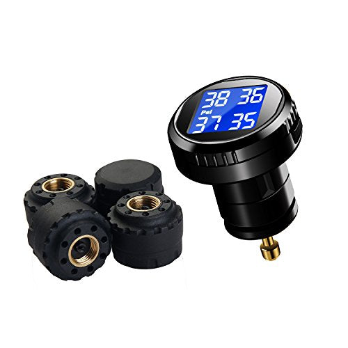 VESAFE Wireless Tire Pressure Monitoring System (TPMS) for Small Size 4-tire Vehicles, Including 4 External Cap sensors (0-87PSI)