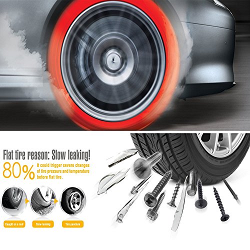 VESAFE Wireless Tire Pressure Monitoring System, Universal TPMS with Real-Time LCD Display, 5 Alarm Modes, 4 Advanced Waterproof Sensors, 2-Year Battery Life, Cigarette Lighter Plug, 0-6Bar/ 0-87PSI
